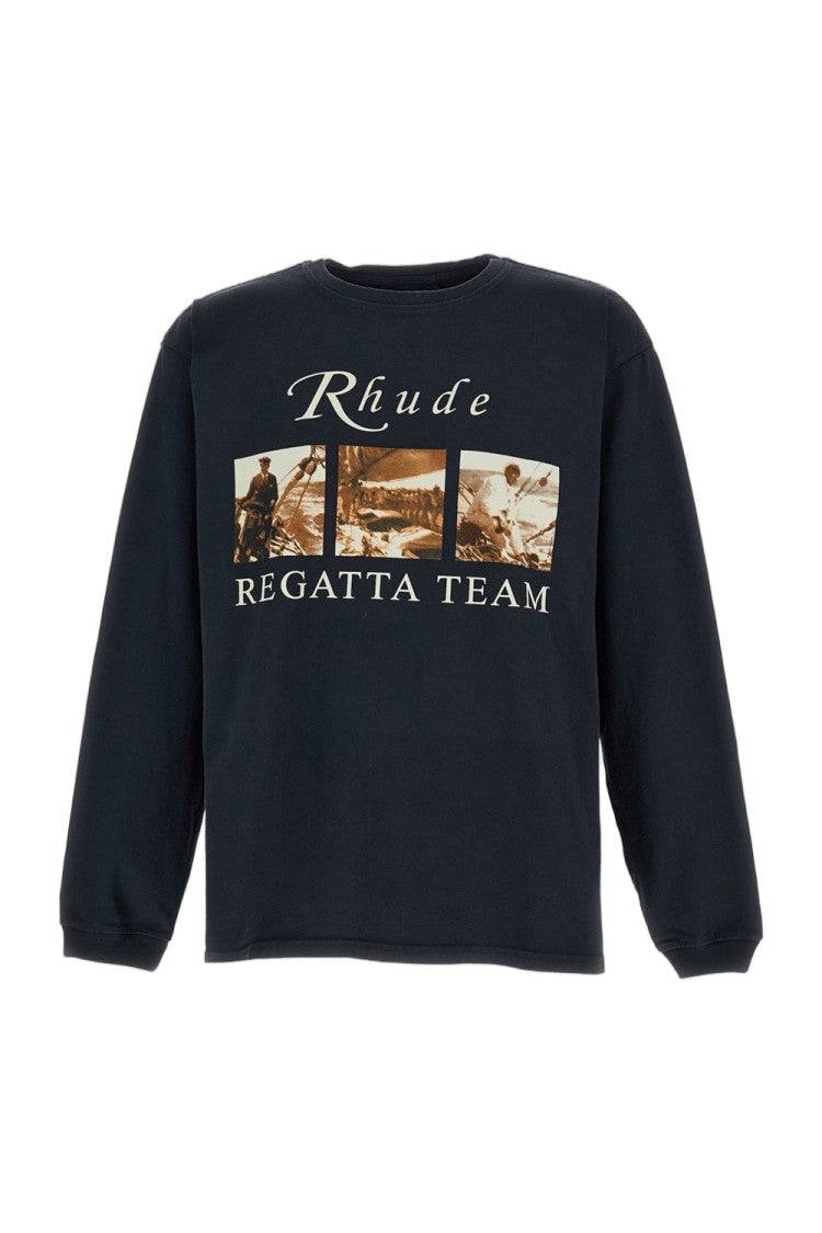 Rhude Black Regatta Cotton Printed T-Shirt