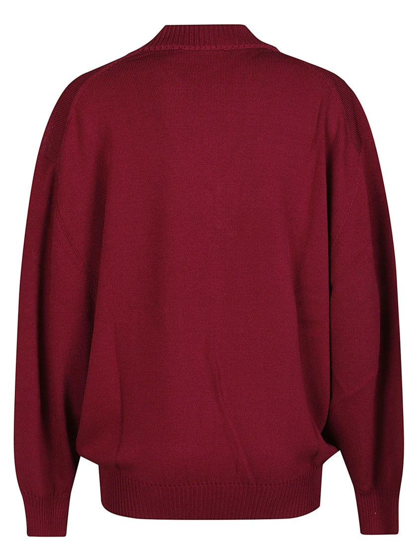 Iro Burgundy Brise V Neck Viscose-Blend Sweater