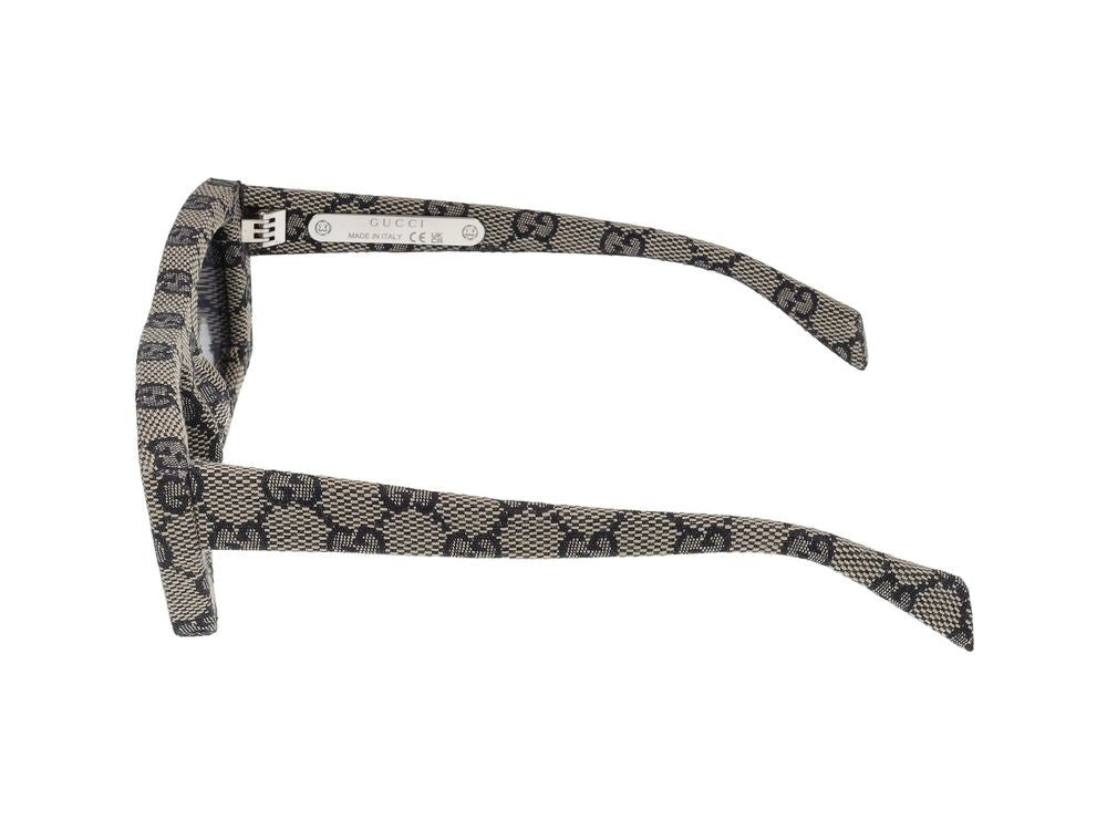 Gucci Beige Blue Accents Rectangular Sunglasses