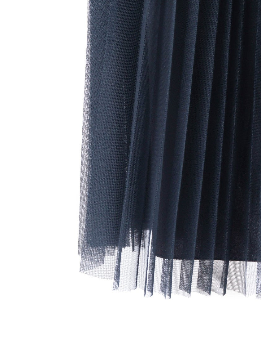 Fabiana Filippi Night Blue Wide Pleated Tulle Skirt