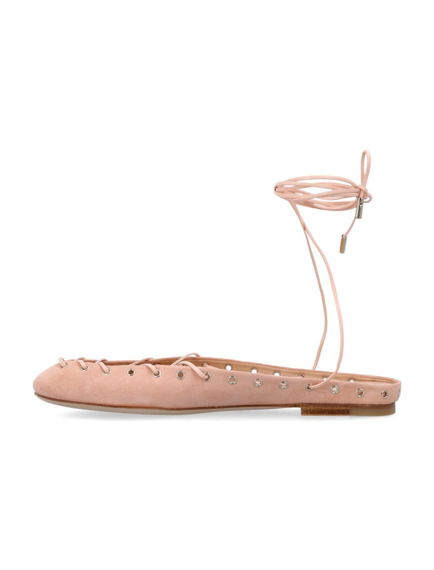 Chloé Peachy Pink Ghillies Ballerinas With Corset-Inspired Lacing