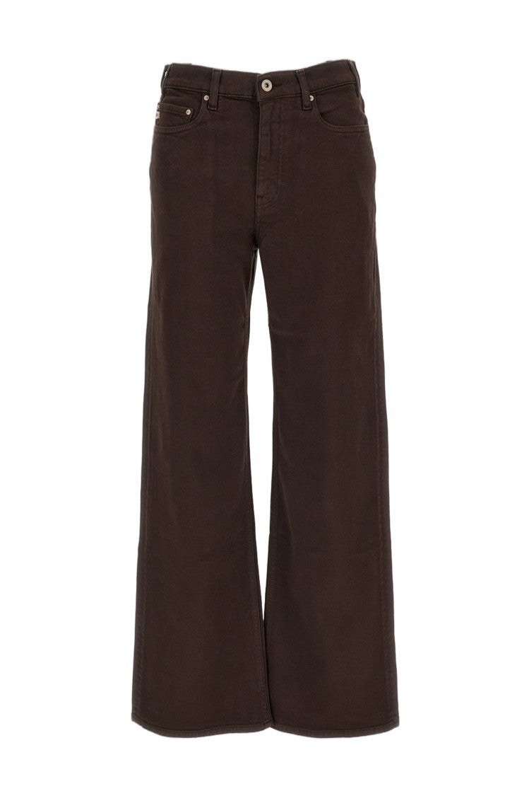 Ag Brown New Baggy Stretch Denim Wide-Leg Jeans