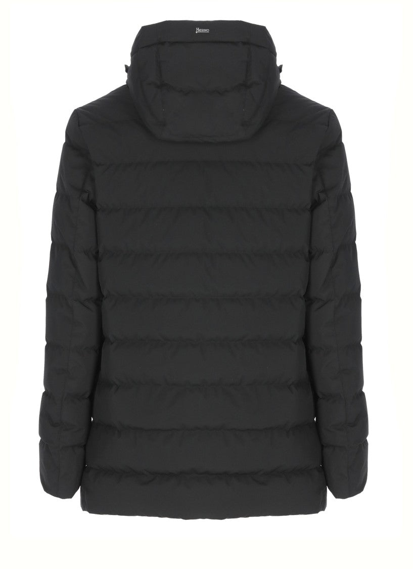 Herno Quilted Down Jacket With Adjustable Hood And Buttoned Pockets