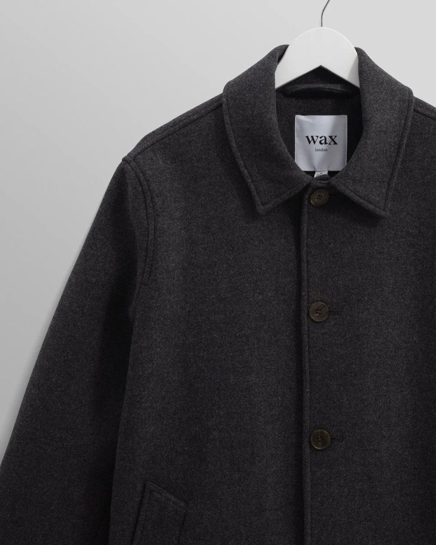 Wax London Mid-Length Charcoal Wool Blend Car Coat