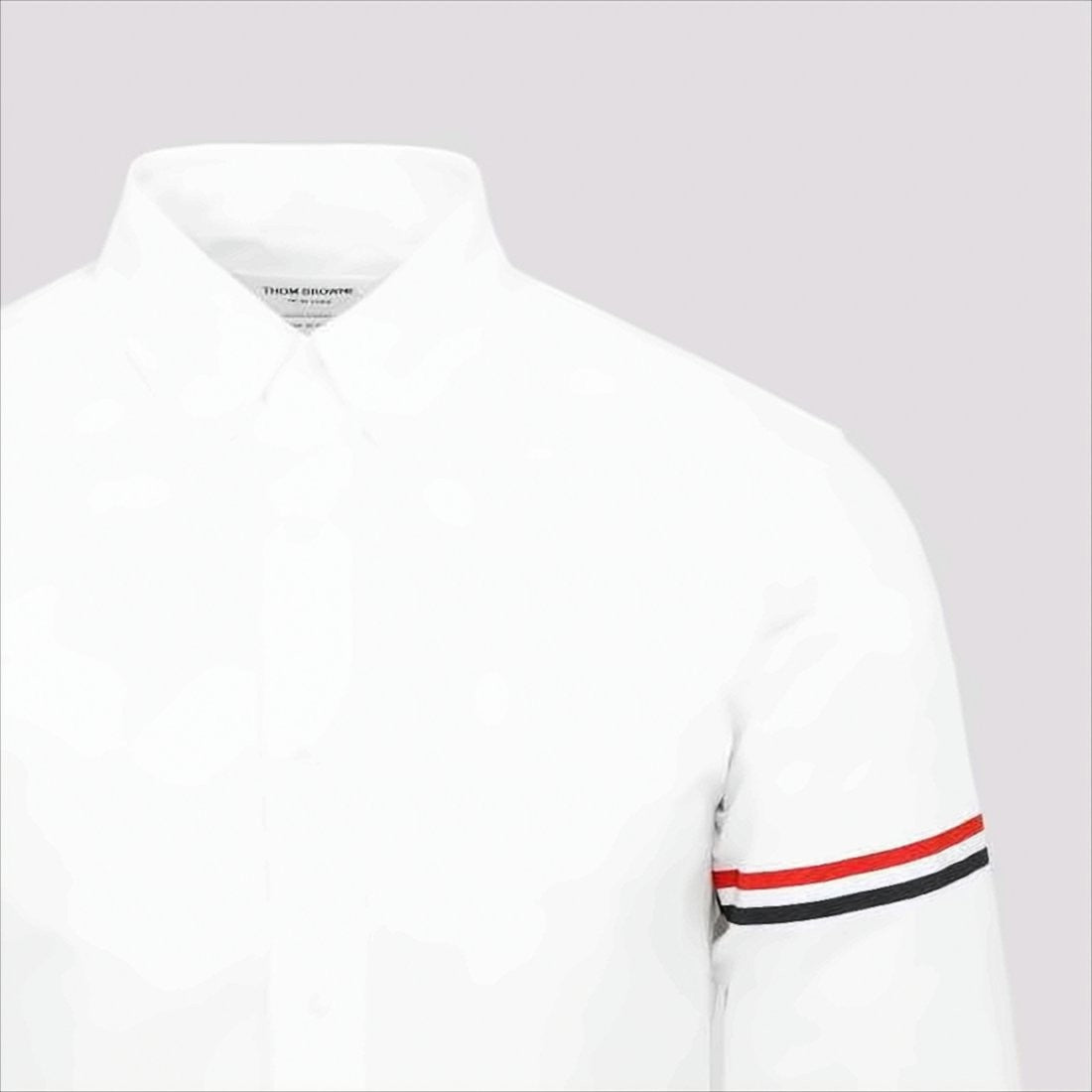Thom Browne Long-Sleeve Cotton Shirt With Striped Accents