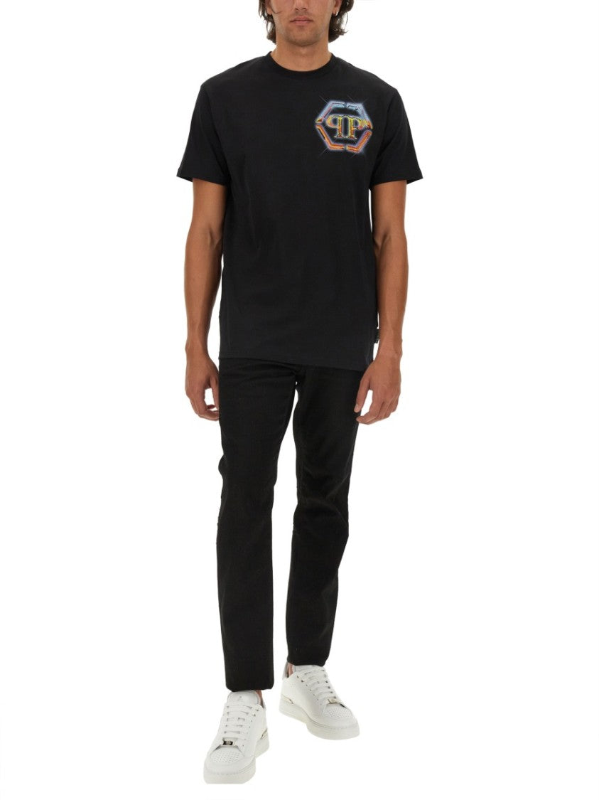 Philipp Plein Cotton T-Shirt With Iconic Logo Design