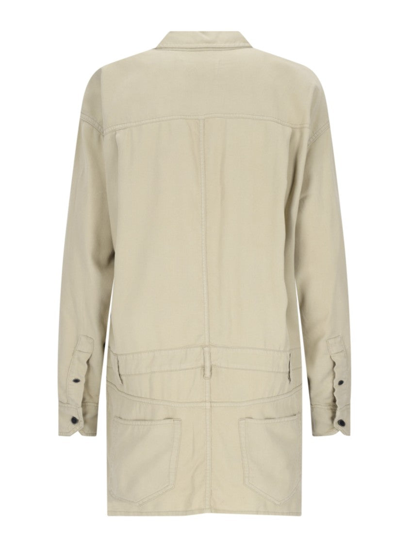 Isabel Marant Étoile Palvina Mini Shirt Dress In Green Lyocell Chambray