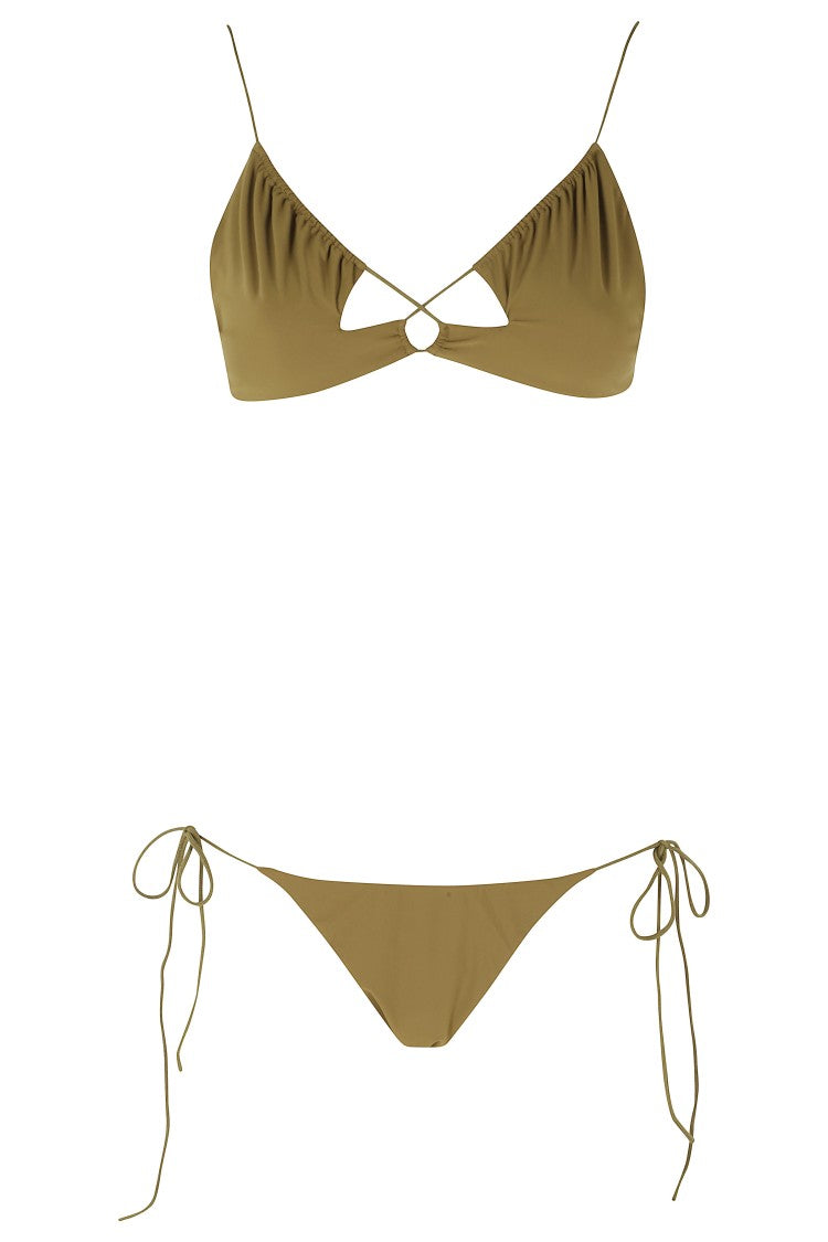 Amazuin Green Kaiss Cut-Out Adjustable Polyamide-Blend Bikini