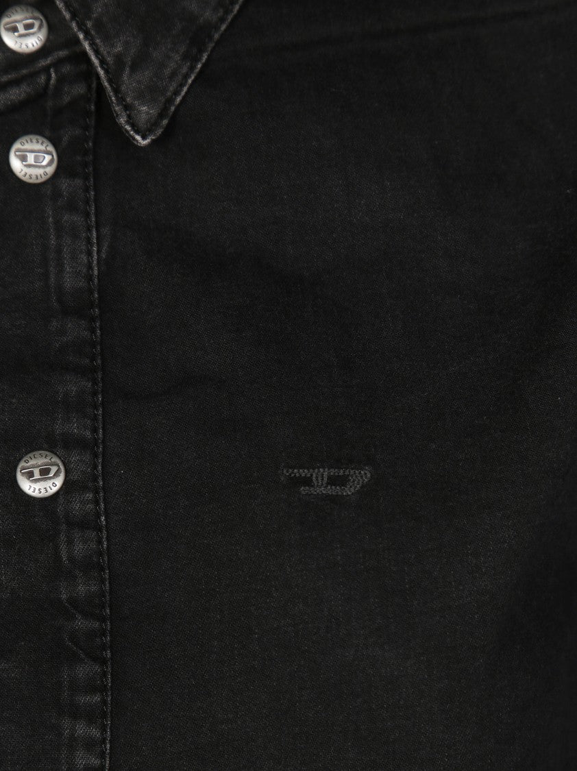 Diesel Long-Sleeve Button-Up Shirt With Classic Collar And Subtle Embroidery