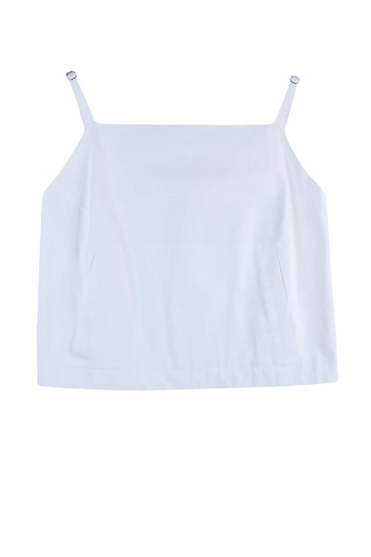 Sportmax Cropped Cotton Top With Zipper - White