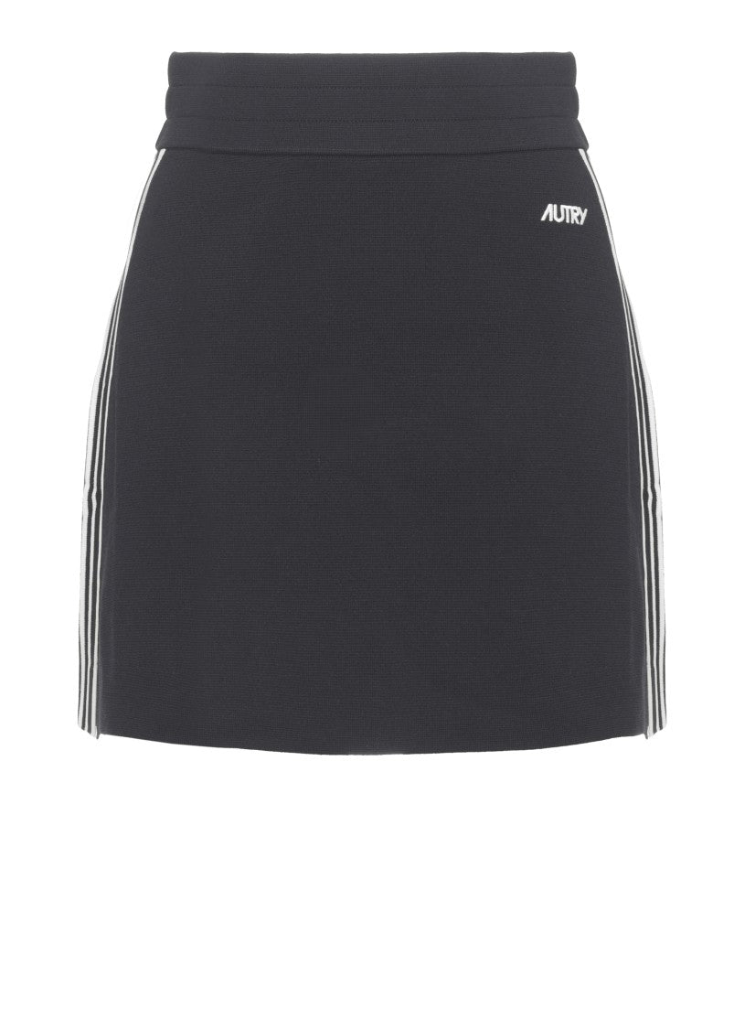 Autry Viscose Mini Skirt With Contrasting Side Bands