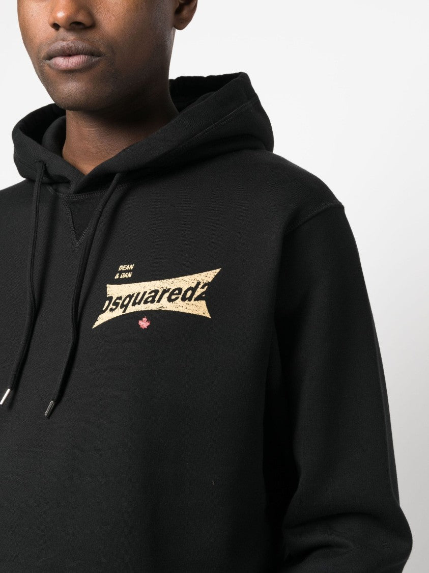 Dsquared2 Logo-Print Black Cotton Hoodie