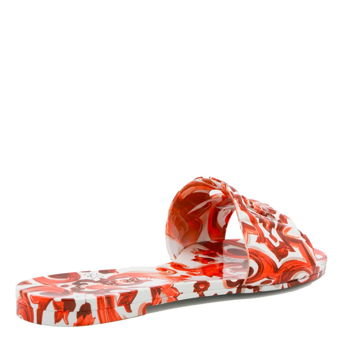 Dolce & Gabbana Orange Maiolica Pattern Flat Sandals