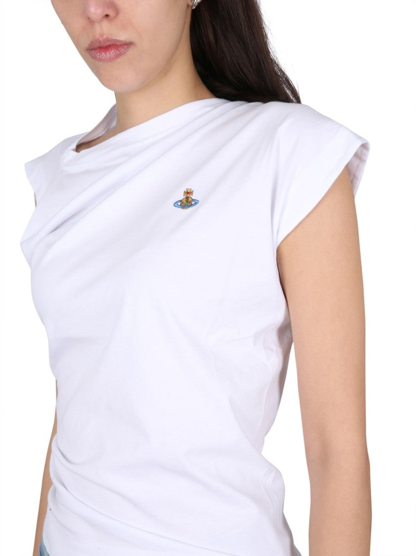 Vivienne Westwood Draped Fitted T-Shirt With Embroidered Detail