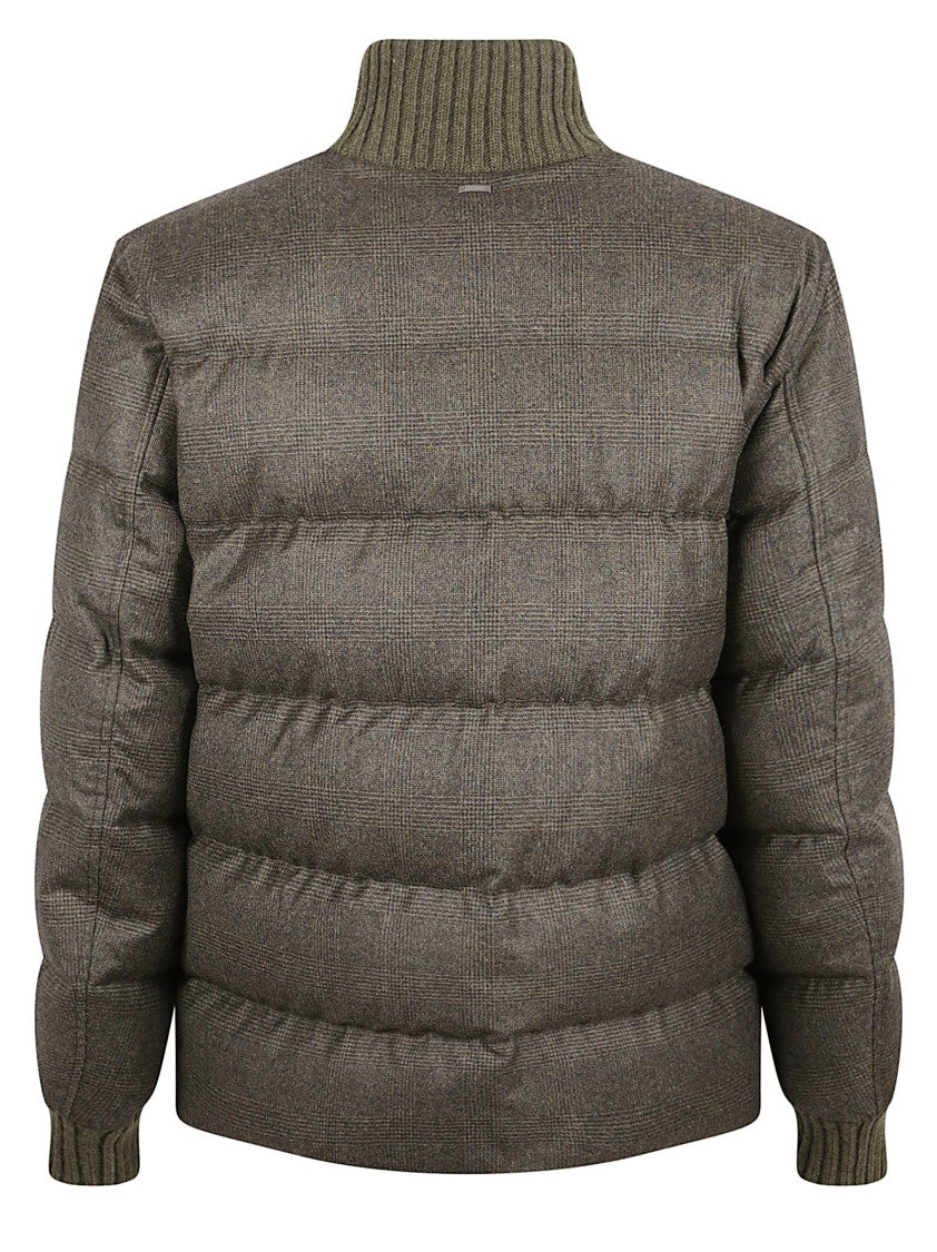 Herno Prince Of Wales Checked Down Jacket With Wool And Cashmere Blend