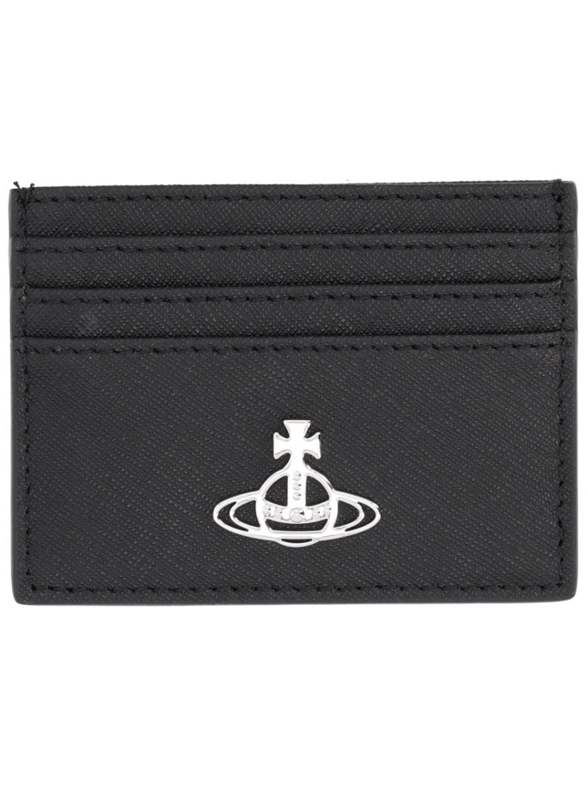 Vivienne Westwood Textured Leather Cardholder With Metallic Emblem