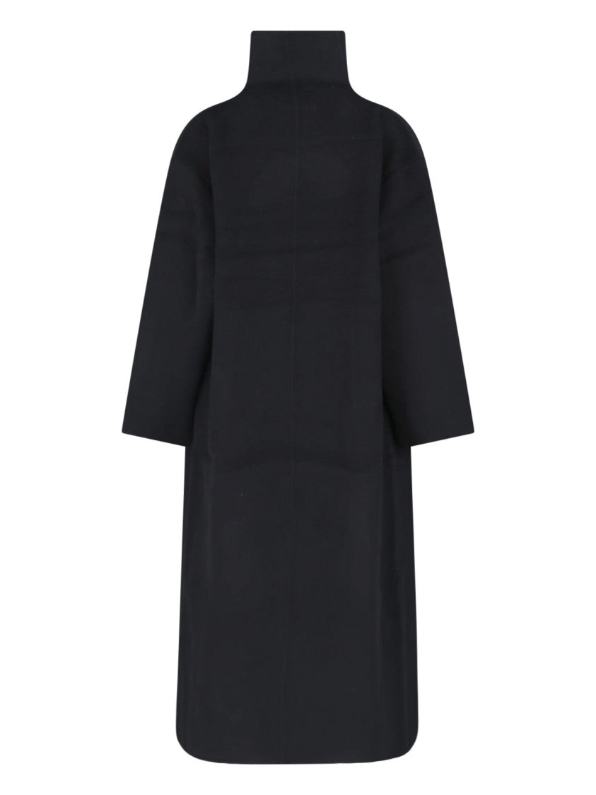 Almada High Collar Long Sleeve Double Coat In Cashmere And Wool Blend