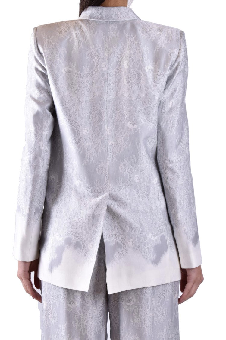 Ermanno Double-Breasted Blazer With Lace Detailing And Tailored Fit