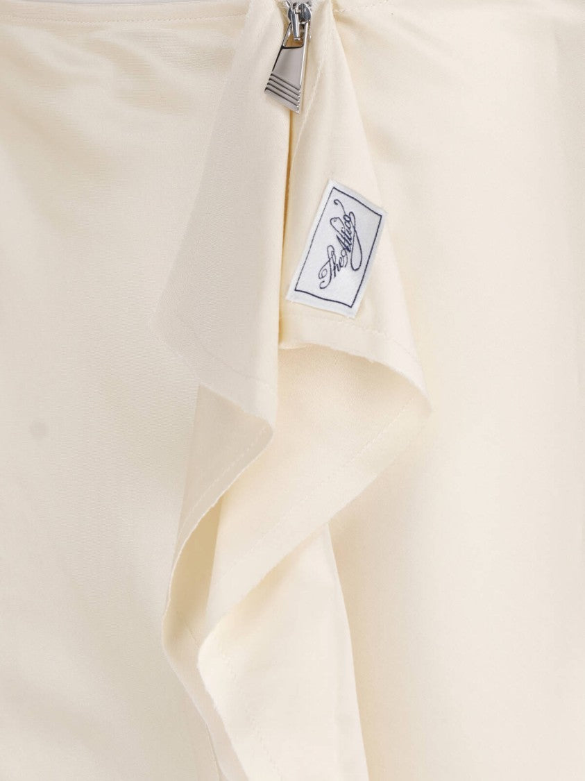 The Attico Cream Drape-Detail Zip-Side Viscose Midi Skirt