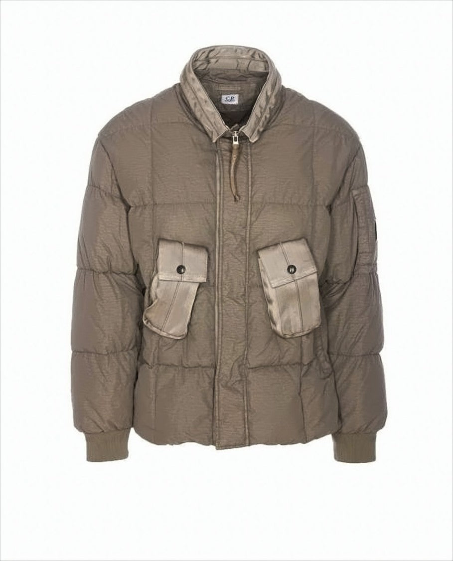 C.P. Company Quilted Padded Jacket With Stand Collar And Logo Patch