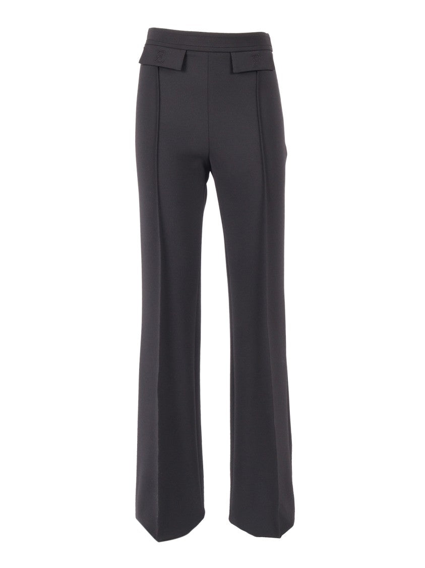 Elisabetta Franchi Tailored Black Wide Flared Straight-Leg Pants
