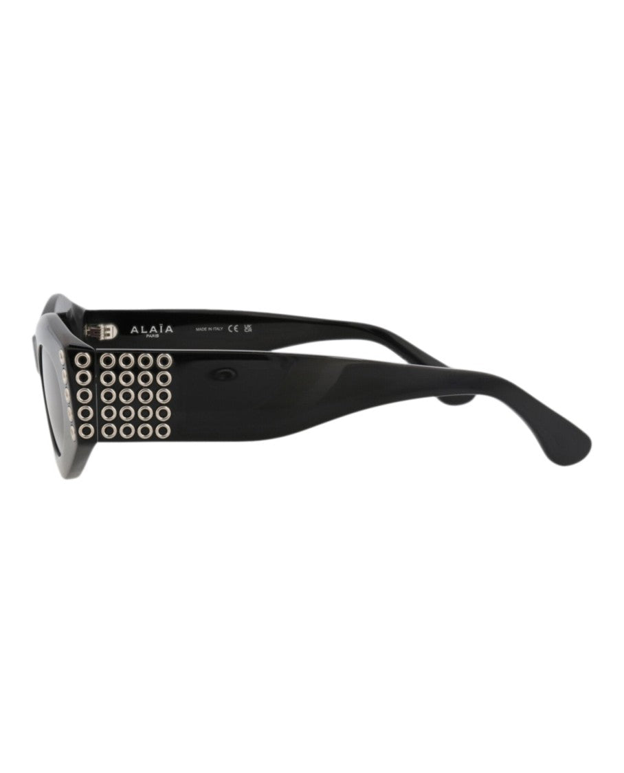 Alaïa Round-Frame Acetate Sunglasses With Silver-Tone Eyelet Embellishments