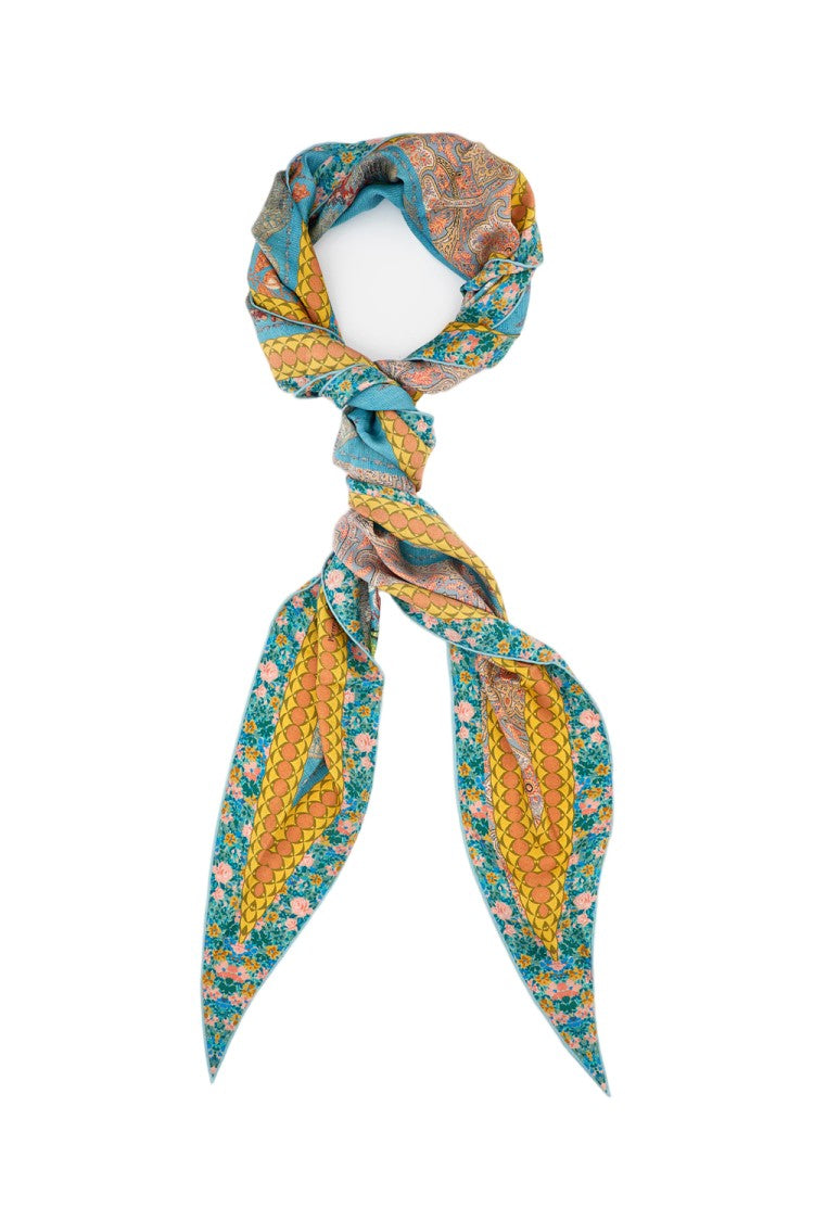 Pierre-Louis Mascia Diamond-Patterned Silk Scarf With Multicolored Prints