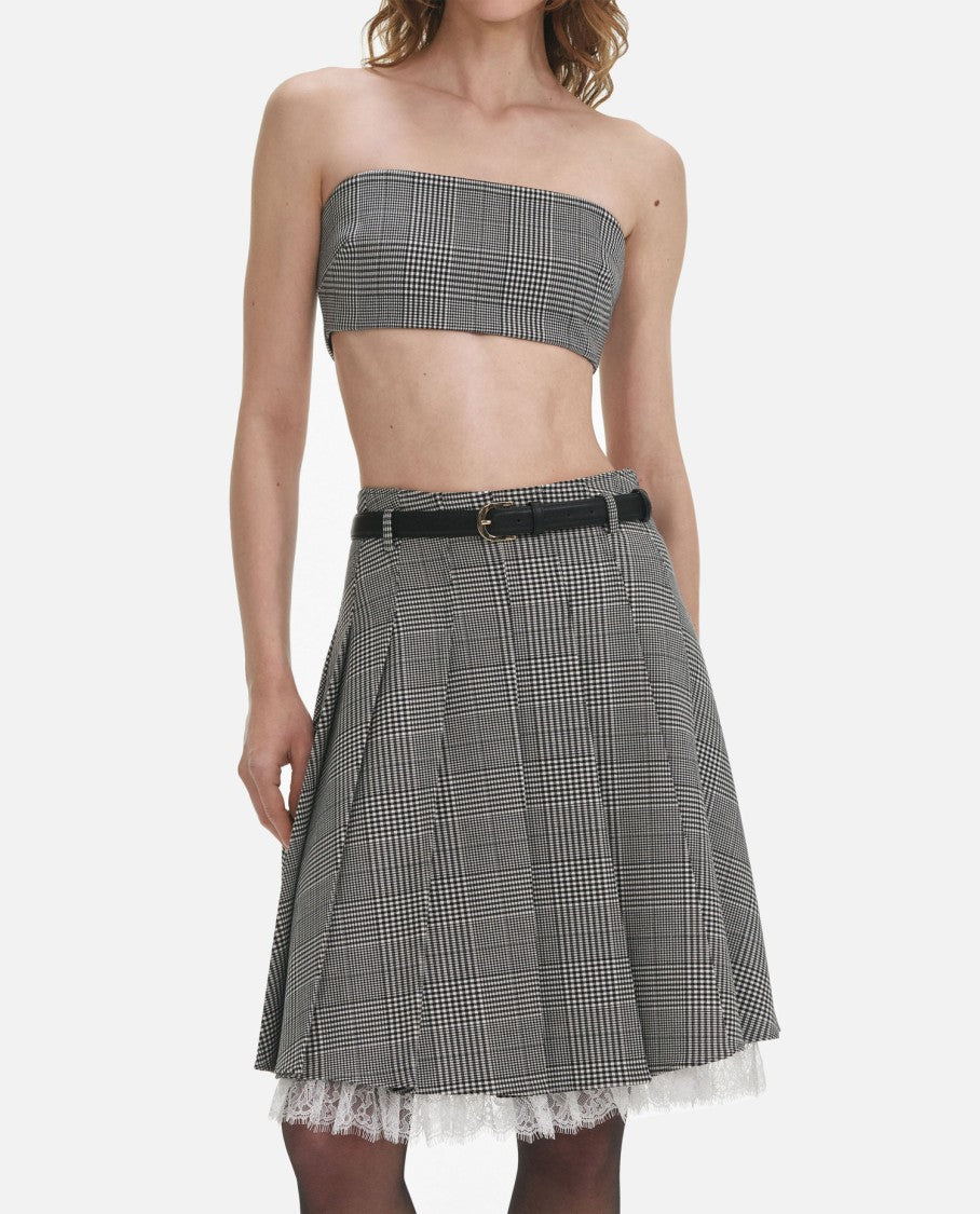 Self-Portrait Prince Of Wales Check Pleated Midi Skirt