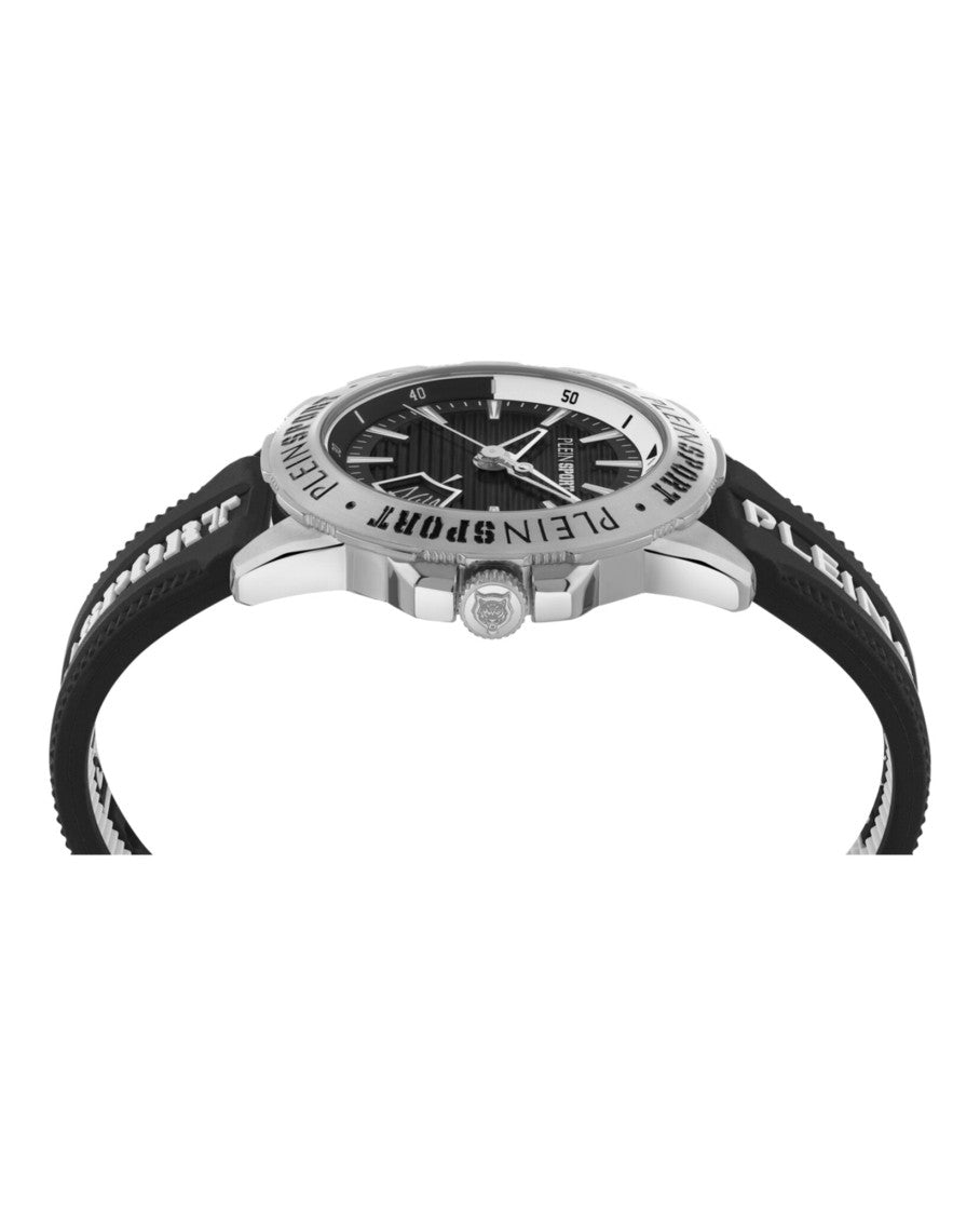 Plein Sport Sporty Black Silicone Watch With Enamel Dial
