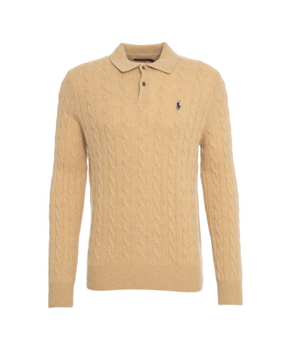 Polo Ralph Lauren Cable Knit Sweater With Polo Neck
