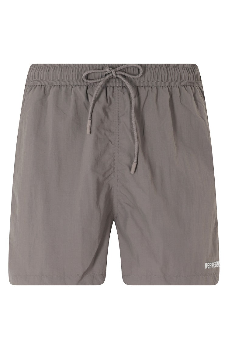 Represent Taupe Core Polyester-Blend Swim Shorts