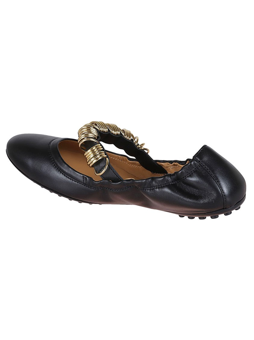Tod's Ballet Flats With Gold Buckle Detail