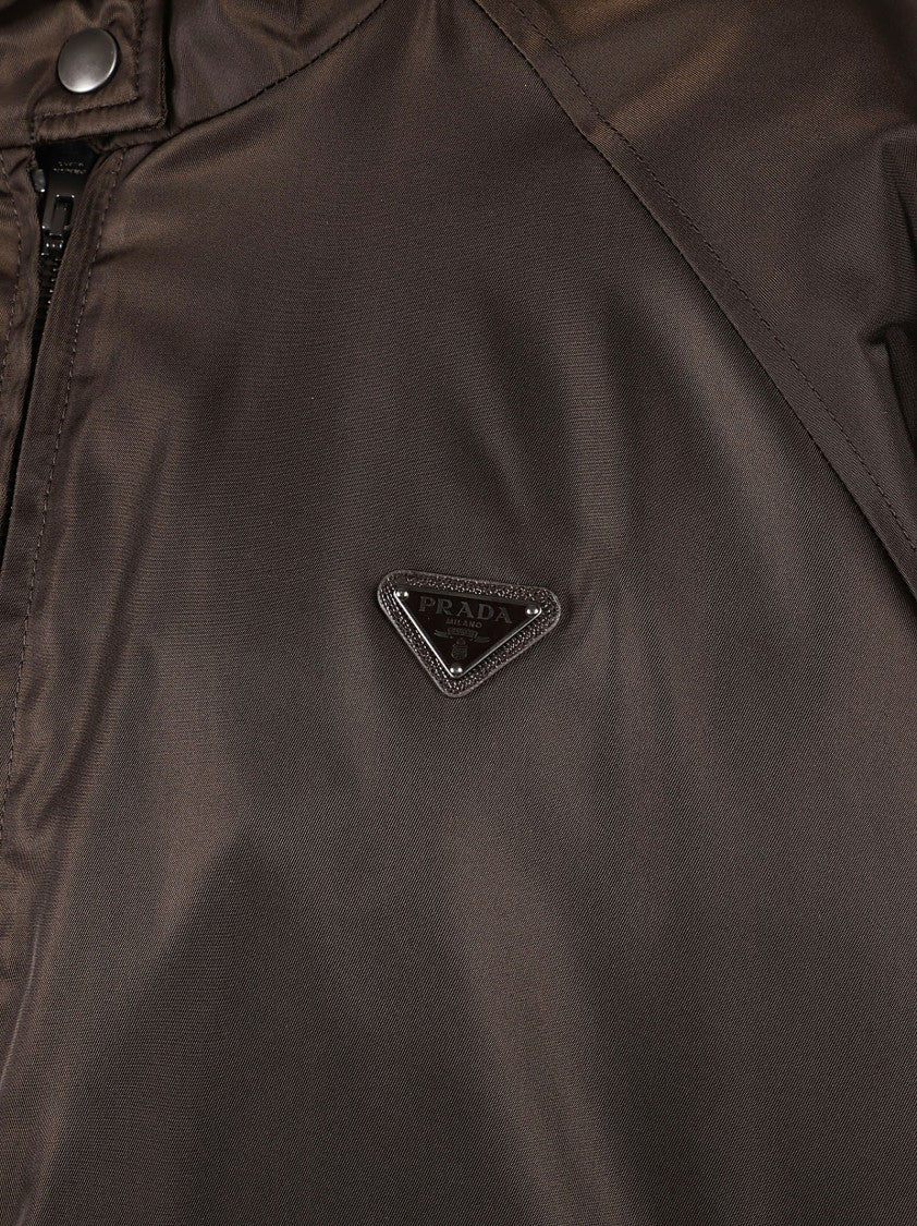 Prada Renylon Jacket With High Collar And Triangular Logo