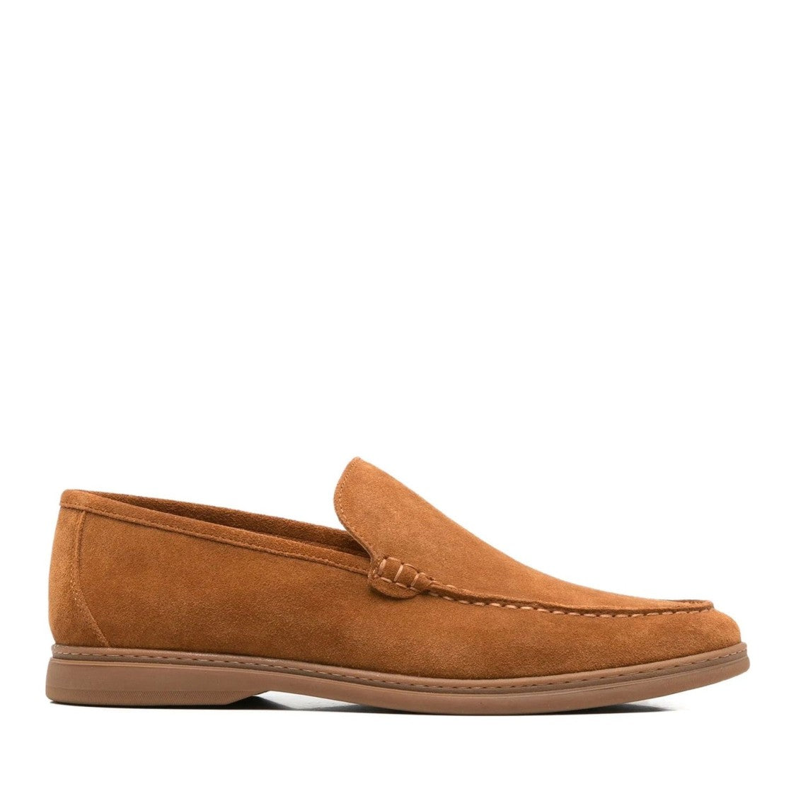 Alberto Gozzi Brown Detailed Stitching Suede Loafers
