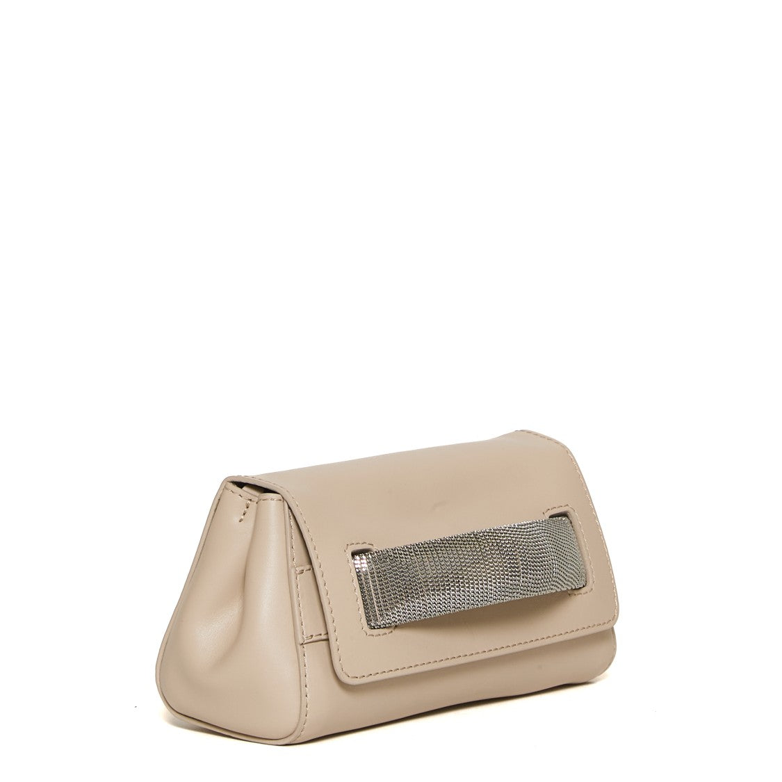 Orciani Gossip Xs Beige Leather Silver Handbag