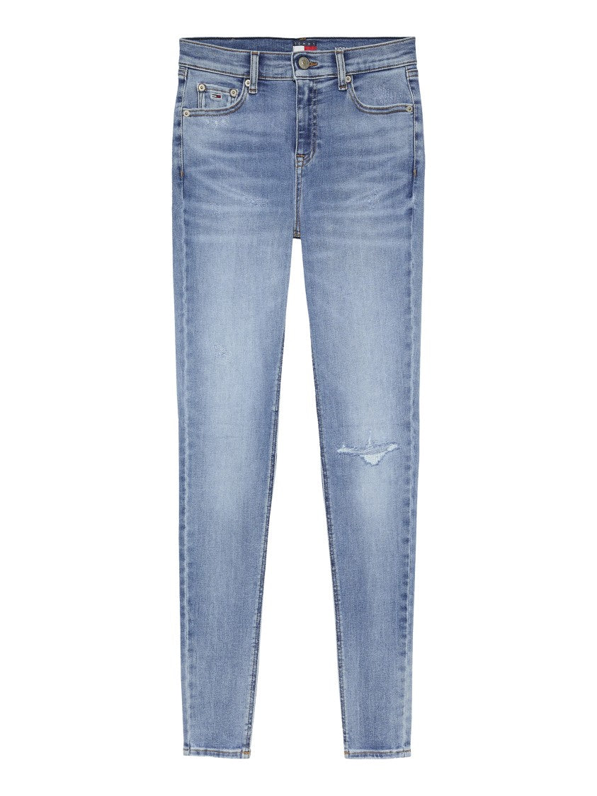 Tommy Jeans Fitted Light Blue Jeans With Distressed Detailing