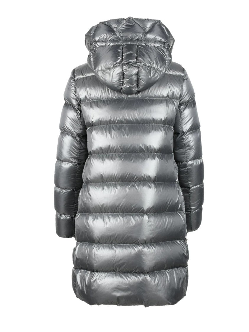 Annie Paris Long Puffer Jacket - Grey