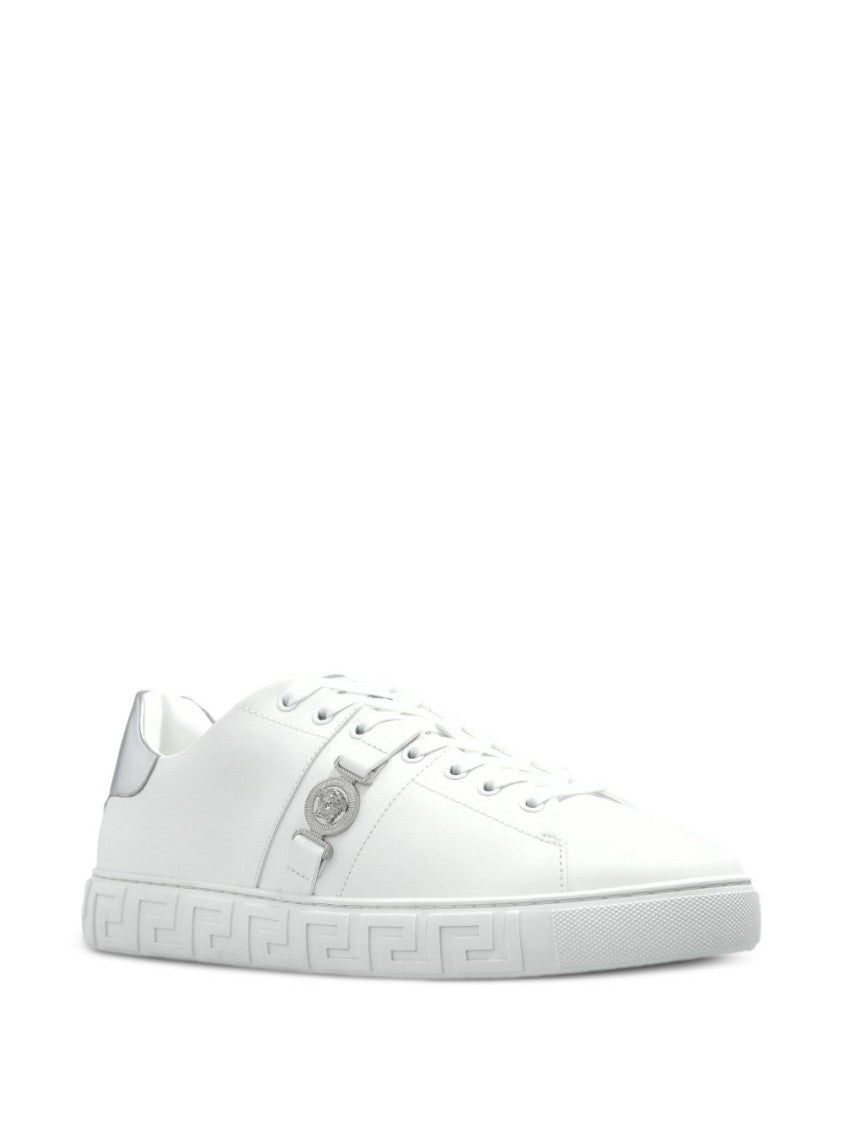 Versace Low-Top Sneakers In Silk And Nylon With Metallic Accents