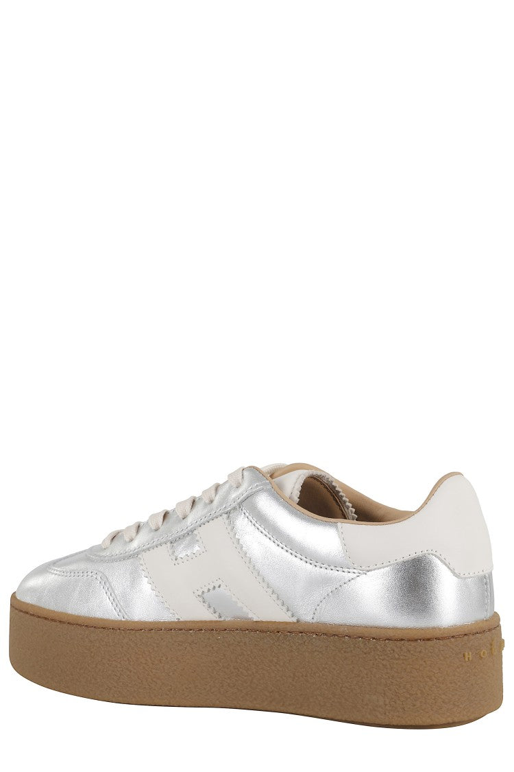 Hogan Silver Hogan H681 Sneakers With Contrasting Leather Details