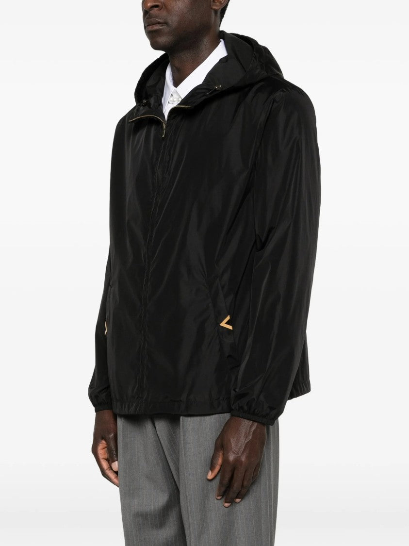 Valentino Black Vgold Nylon Hooded Jacket