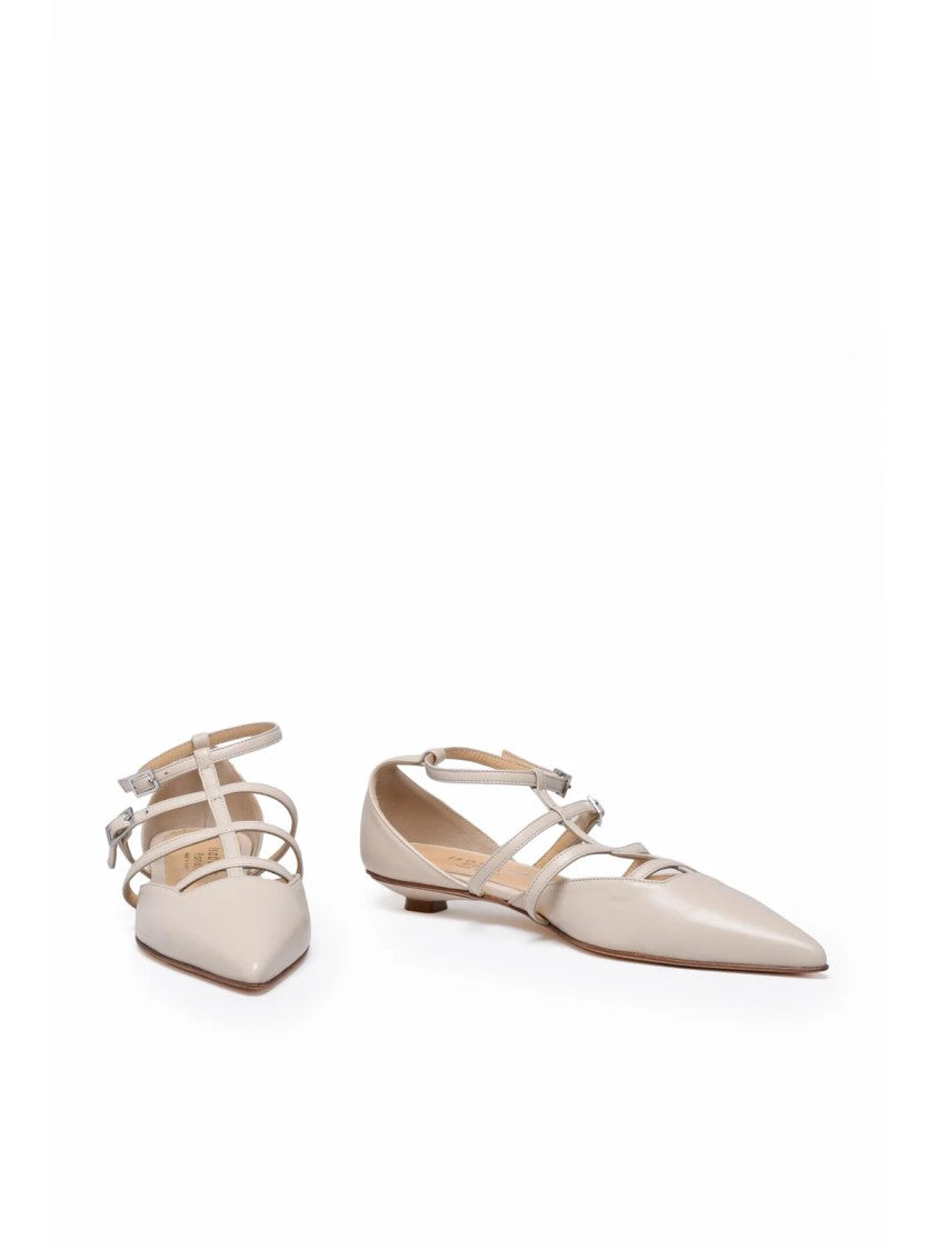 Isabelle Paris Beige Pointed Toe Leather Pumps