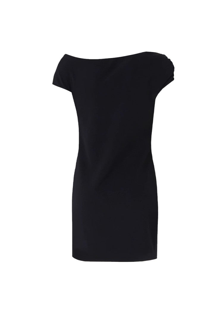 Pinko Black Polyester-Elastane Blend Cap-Sleeve Mini Dress