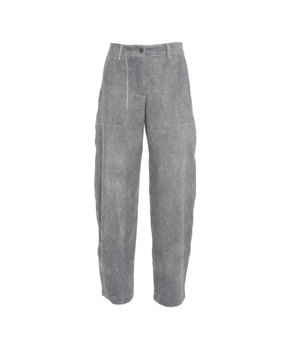 8Pm Straight-Leg Trousers With Utility Pockets And Textured Fabric