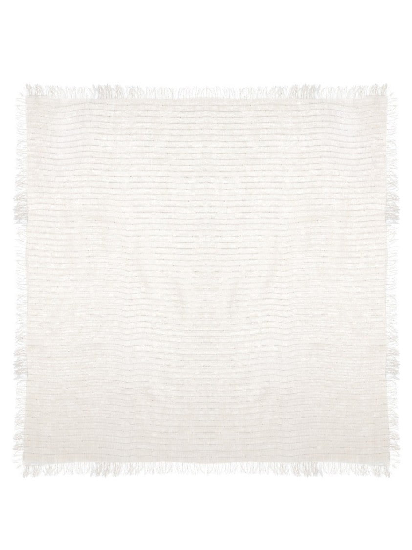 Fabiana Filippi Striped Linen Blend Fringed Stole