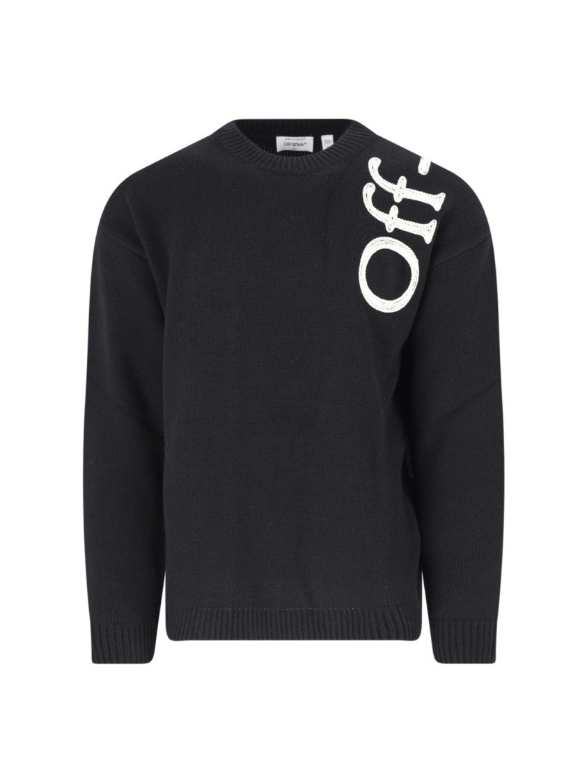 Off-White Bookish Black Contrast Logo Wool-Blend Sweater