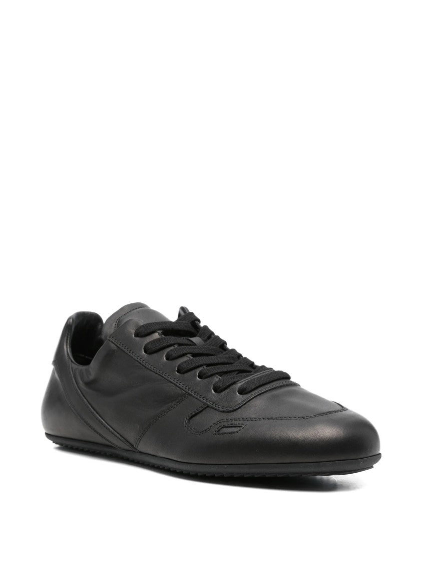 Rick Owens Minimal Sleek Low-Profile Leather Sneakers