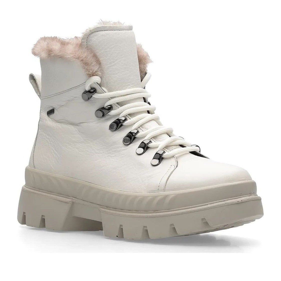 Ara Beige Mood Insulated Plush Collar Leather Ankle Boots