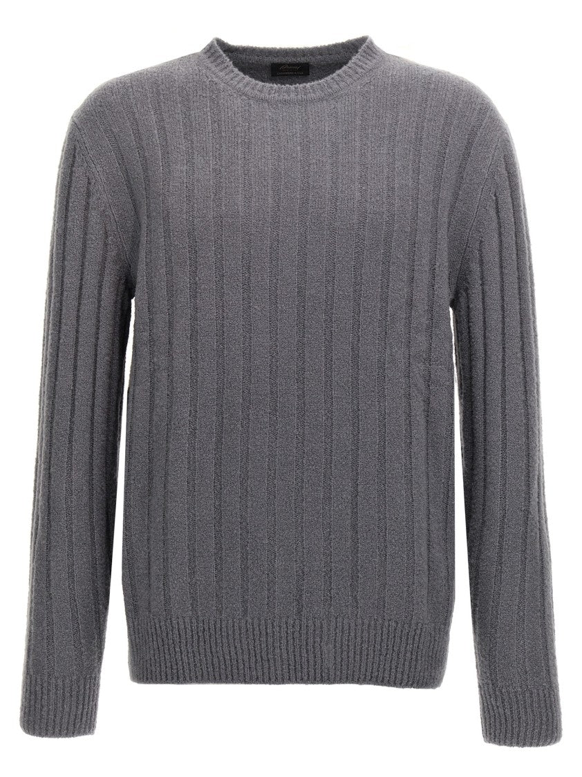 Brioni Ribbed Cashmere-Silk Crewneck Sweater