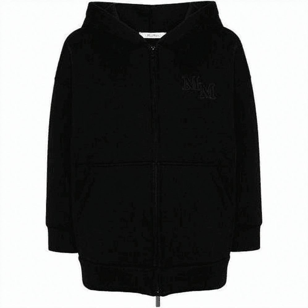 Max Mara Hooded Black Sweatshirt With Zipper And Embroidered Logo