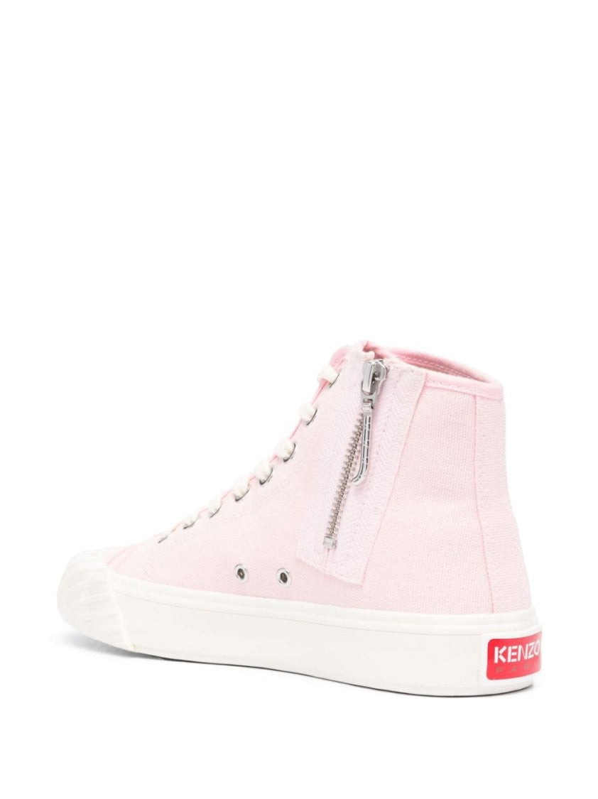 Kenzo High-Top Canvas Sneakers With Signature Boke Flower Motif